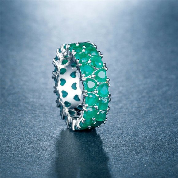 New Gorgeous Women Wedding Emerald Ring - Picture 3 of 3